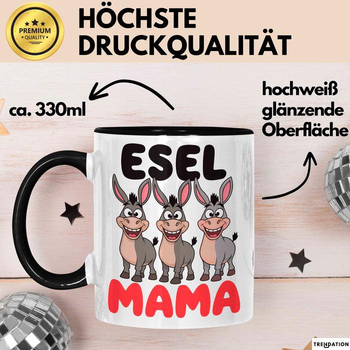 Esel Mama Tasse Geschenk Lustige Geschenkidee Spruch Esel Mama Schwarz Trendation