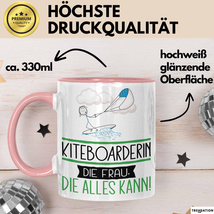 Kiteboarderin Geschenk Tasse Becher Die Frau Die Allen Kann Geschenkidee für eine Kiteboarderin Lustig Rosa Trendation
