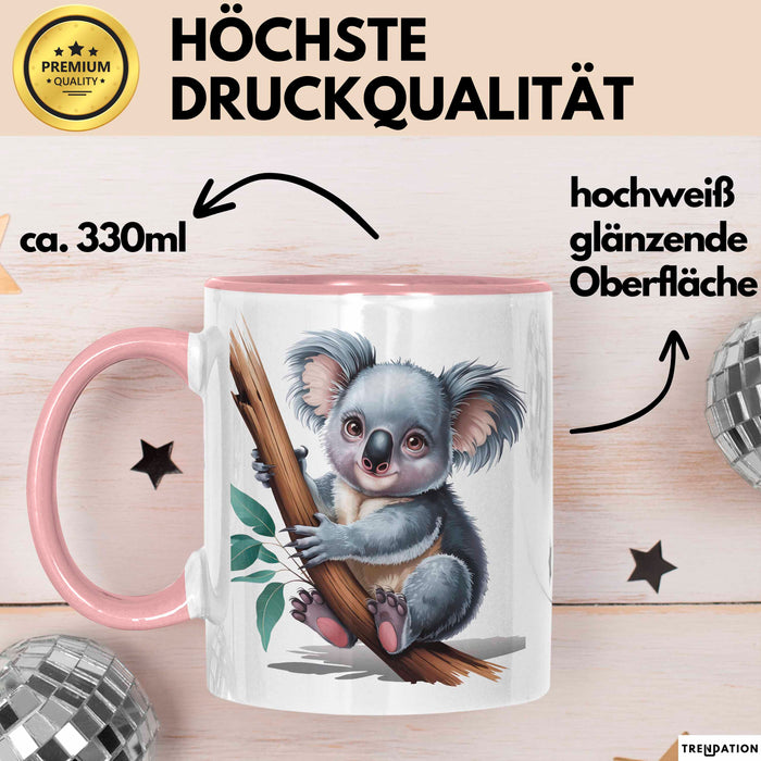 Koala Tierliebhaber Tasse Geschenk Lustige Geschenkidee Spruch Rosa Trendation