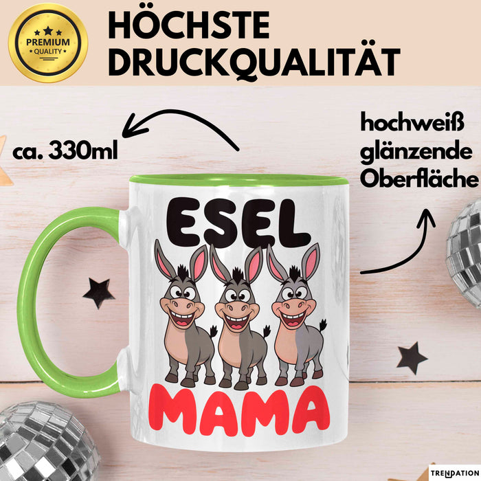 Esel Mama Tasse Geschenk Lustige Geschenkidee Spruch Esel Mama Grün Trendation