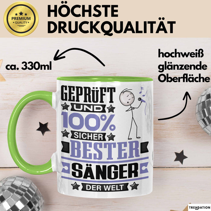 Sänger Geschenk Lustiger Spruch für Sänger Geschenkidee Bester Sänger Der Welt Grün Trendation