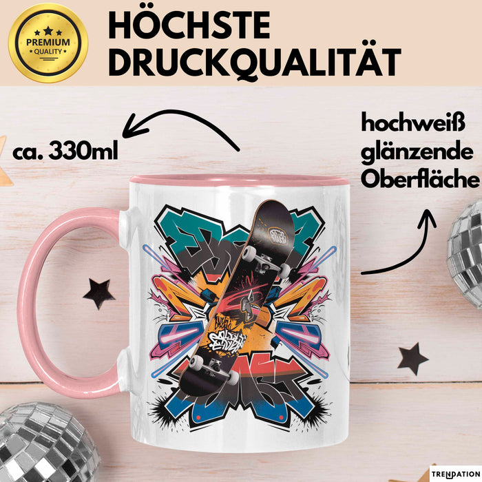 Skater Tasse Geschenk Lustige Geschenkidee Spruch Für Urban Fahrer Rosa Trendation