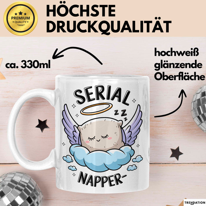 Serien Napper Tasse Geschenkidee für Schläfern Fans Weiß Trendation