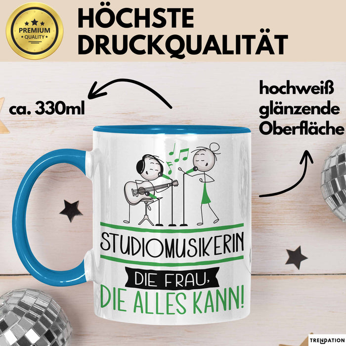 Studiomusikerin Geschenk Tasse Becher Die Frau Die Allen Kann Geschenkidee für eine Studiomusikerin Lustig Blau Trendation