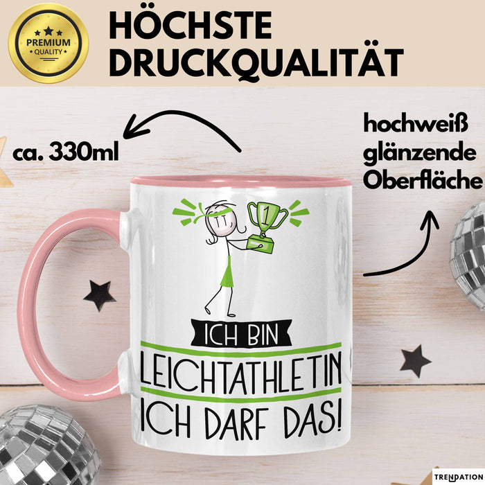 Geschenk für Leichtathletin Tasse Lustige Geschenkidee Geburtstag Ich Bin Leichtathletin Ich Darf Das Rosa Trendation
