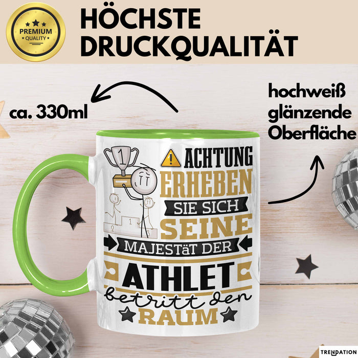 Athlet Geschenk Tasse Lustiger Spruch Erheben Sie Sich Der Athlet Betritt den Raum Grün Trendation