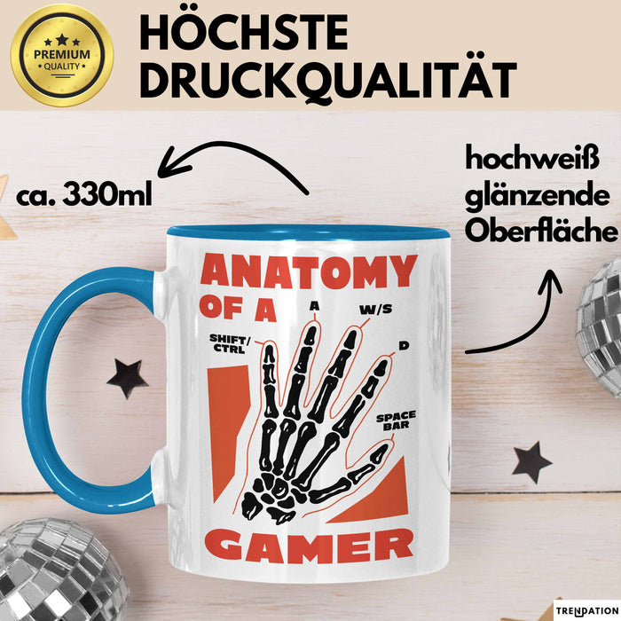 Gamer Geschenk Tasse Anatomy Of A Gamer Zocker Lustige Geschenkidee Blau Trendation