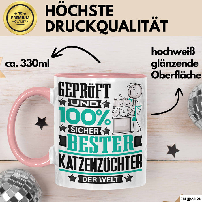 Katzenzüchter Geschenk Lustiger Spruch für Katzenzüchter Geschenkidee Bester Katzenzüchter Der Welt Rosa Trendation