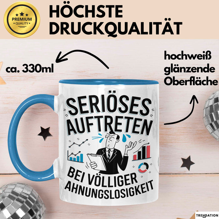 Sarkasmus Tasse Geschenkidee Erscheinung Mit Null Ahnung Blau Trendation