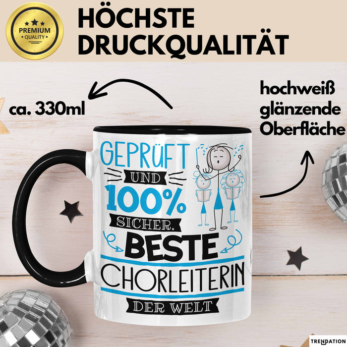 Beste Chorleiterin Der Welt Tasse Geschenk für Eine Chorleiterin Geprüft Und Sicher Geschenkidee Geburtstag Weihnachten Trendation