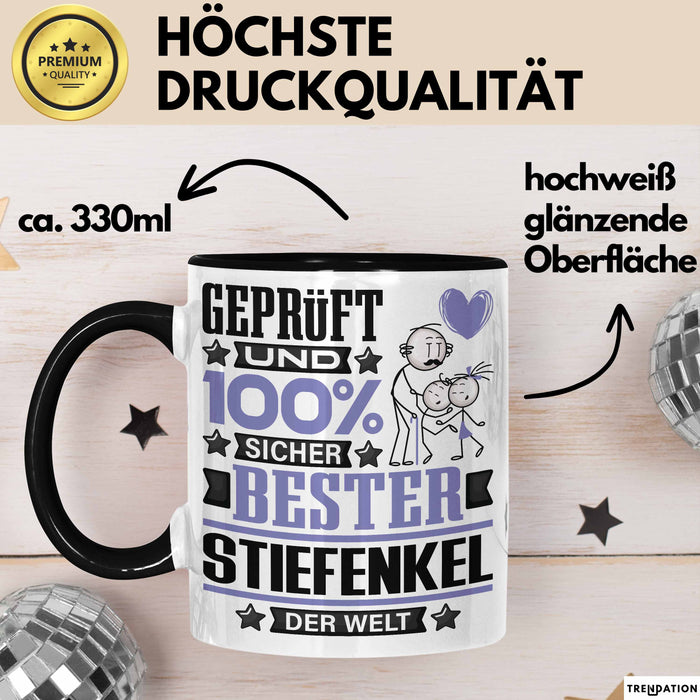 Stiefenkel Geschenk Lustiger Spruch für Stiefenkel Geschenkidee Bester Stiefenkel Der Welt Schwarz Trendation