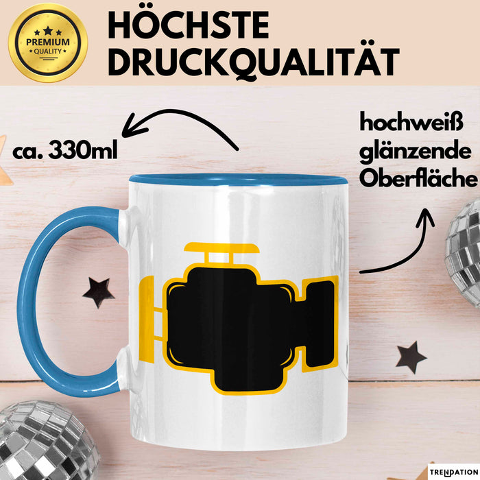 Motorkontrollleuchte Tasse Geschenk Lustige Geschenkidee Blau Trendation