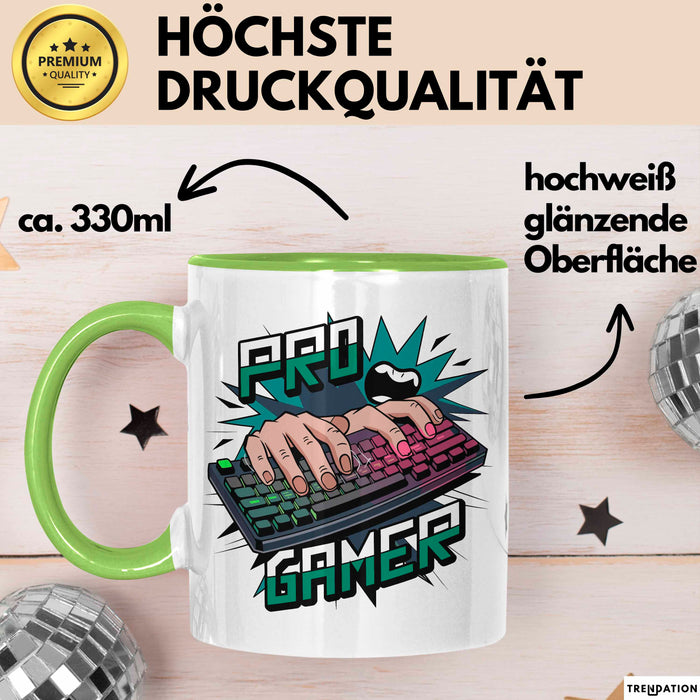 Pro Gamer Tasse Geschenkidee für Gaming Süchtige Grün Trendation