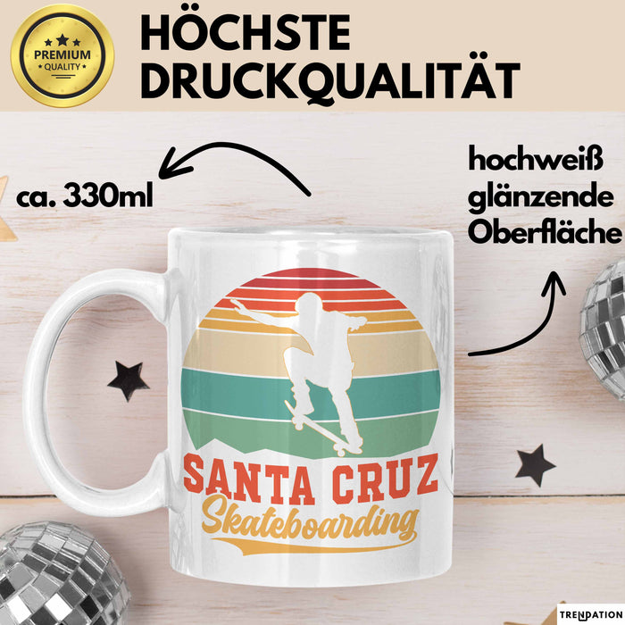 Skateboard Skater Fans Bzw Skateboard Tasse Becher Geschenk Mädchen Jungs Santa Cruz Weiß Trendation