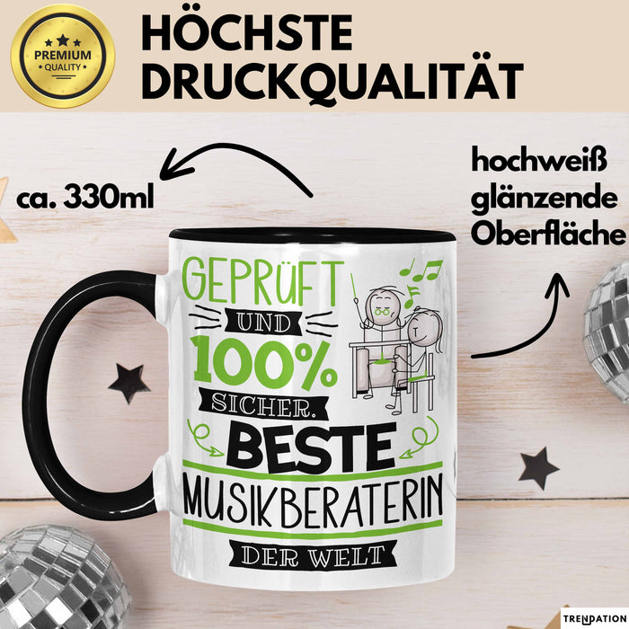Beste Musikberaterin Der Welt Tasse Geschenk für Eine Musikberaterin Geprüft Und Sicher Geschenkidee Geburtstag Weihnachten Trendation
