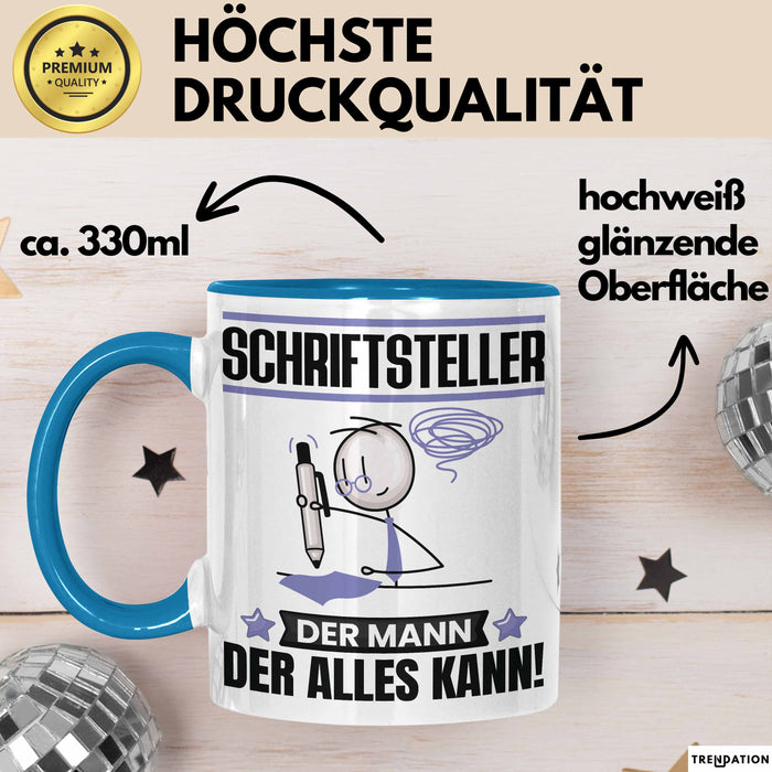 Schriftsteller Tasse Geschenk für Schriftsteller Der Mann Der Alles Kann Geschenkidee zum Geburtstag Blau Trendation