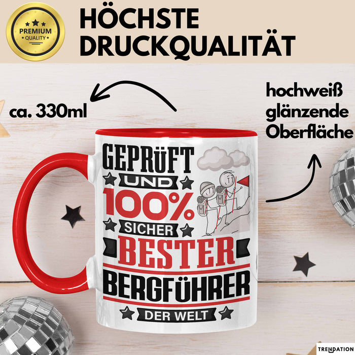 Bergführer Geschenk Lustiger Spruch für Bergführer Geschenkidee Bester Bergführer Der Welt Rot Trendation