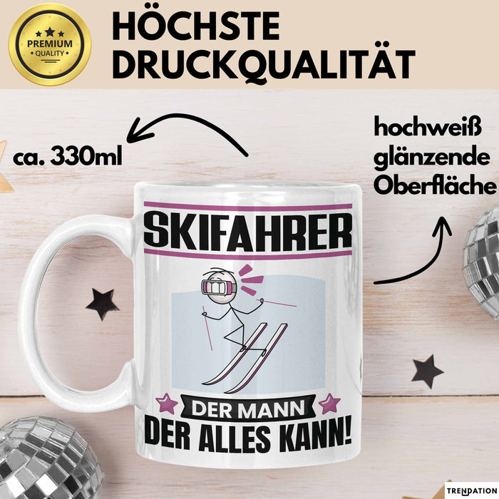 Skifahrer Tasse Geschenk für Skifahrer Der Mann Der Alles Kann Geschenkidee zum Geburtstag Weiß Trendation
