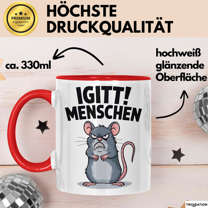 Sarkastisch Sarkasmus Introvertiert Tasse Geschenk Lustige Geschenkidee Spruch Igitt Menschen Rot Trendation