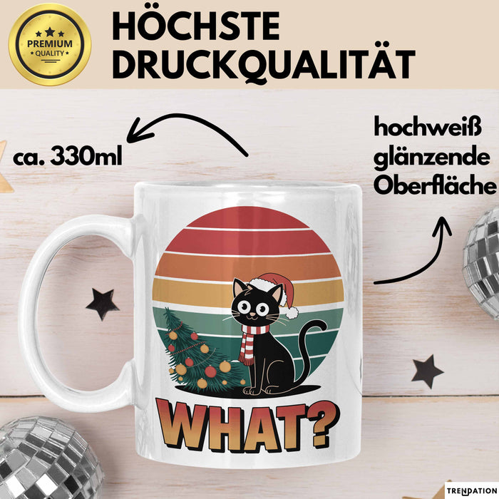 Schwarze Katze Weihnachtsfeier Tasse Geschenk Lustige Geschenkidee Spruch Was Weiß Trendation