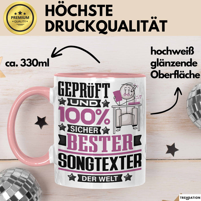 Songtexter Geschenk Lustiger Spruch für Songtexter Geschenkidee Bester Songtexter Der Welt Rosa Trendation