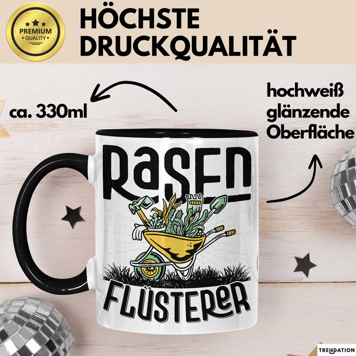 Gärtner Tasse Geschenk für Hobbygärtner Landschaftsgärtner Männer Geschenkidee Rasenflüsterer Gartenarbeit Kaffee-Becher Schwarz Trendation