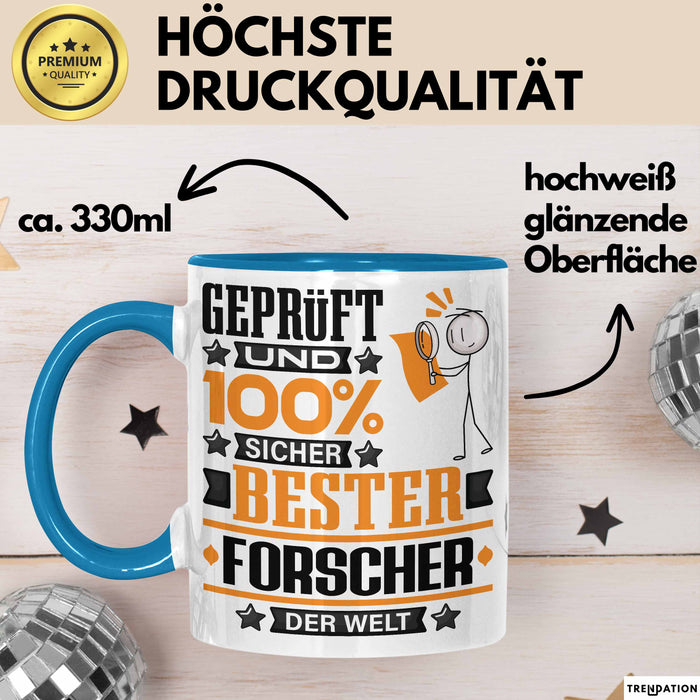 Forscher Geschenk Lustiger Spruch für Forscher Geschenkidee Bester Forscher Der Welt Blau Trendation
