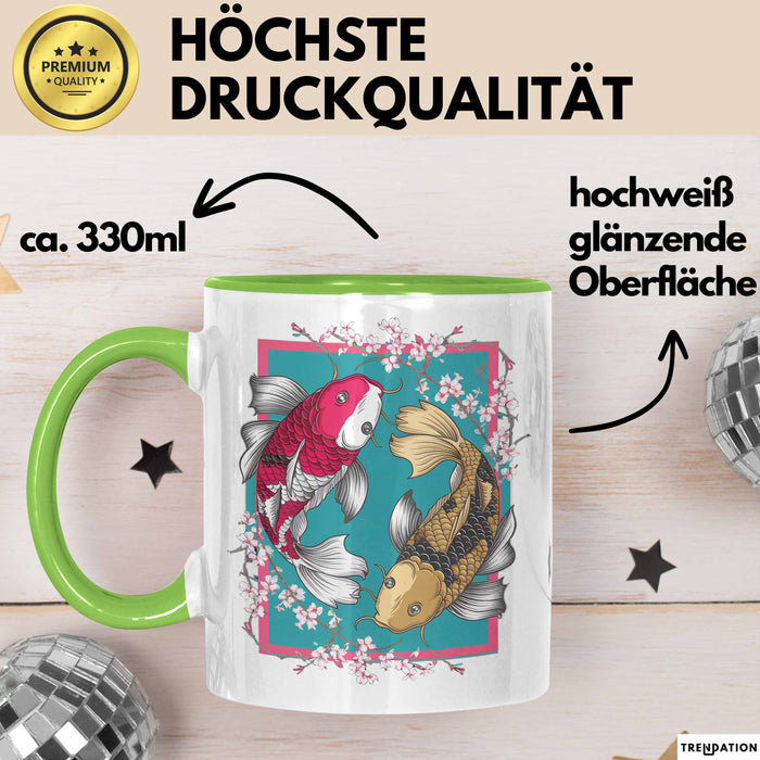 Koi-Fisch-Liebhaber Tasse Geschenk Koifische Grün Trendation