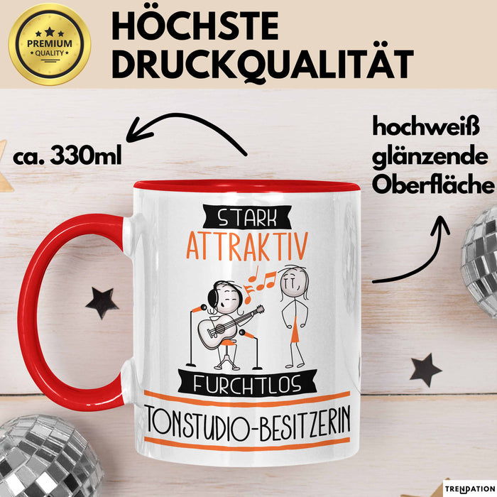 Tonstudio-Besitzerin Tasse Geschenk Becher Stark Attraktiv Furchtlos Tonstudio-Besitzerin Lustige Geschenkidee Rot Trendation