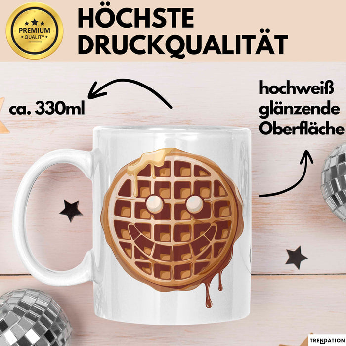 Waffel Liebhaber Tasse Geschenkidee für Sirup Fan Frühstück Weiß Trendation