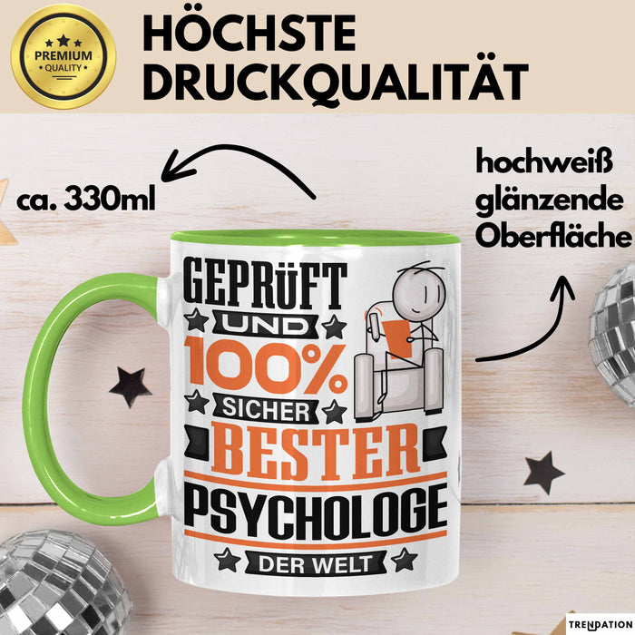 Psychologe Geschenk Lustiger Spruch für Psychologe Geschenkidee Bester Psychologe Der Welt Grün Trendation