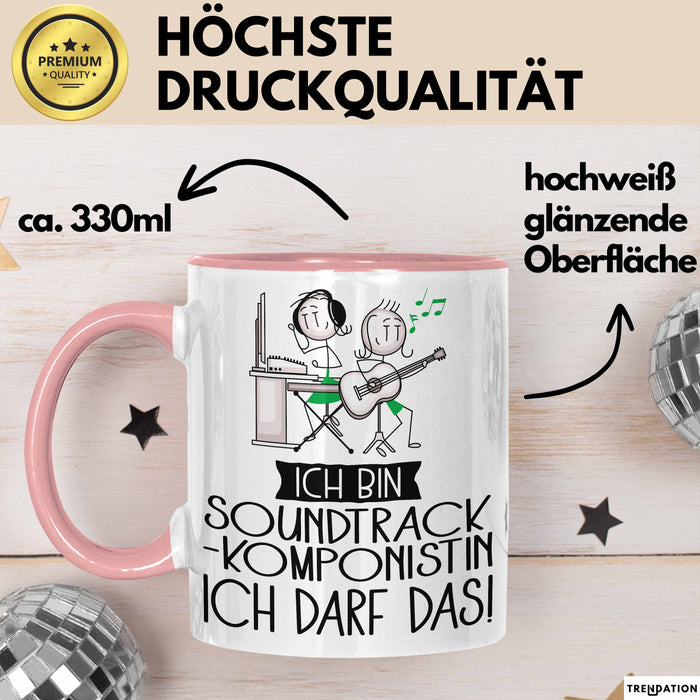Geschenk für Soundtrack-Komponistin Tasse Lustige Geschenkidee Geburtstag Ich Bin Soundtrack-Komponistin Ich Darf Das Rosa Trendation