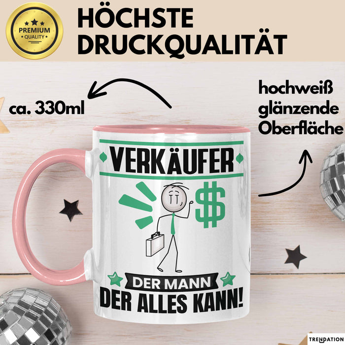 Verkäufer Tasse Geschenk für Verkäufer Der Mann Der Alles Kann Geschenkidee zum Geburtstag Rosa Trendation