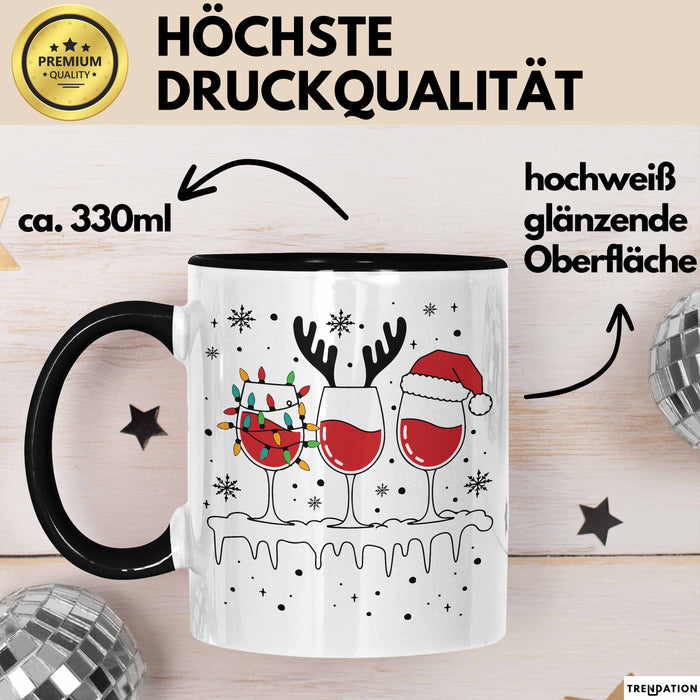 Wein-Trinker Geschenk Weihnachten Rotwein Geschenkidee Weintrinkerin Grafik Kaffee-Becher Trendation