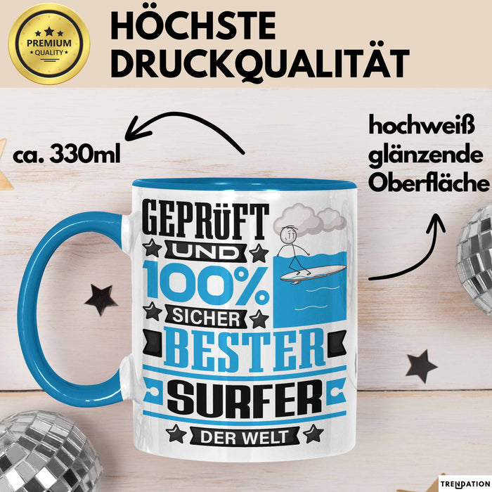 Surfer Geschenk Lustiger Spruch für Surfer Geschenkidee Bester Surfer Der Welt Blau Trendation