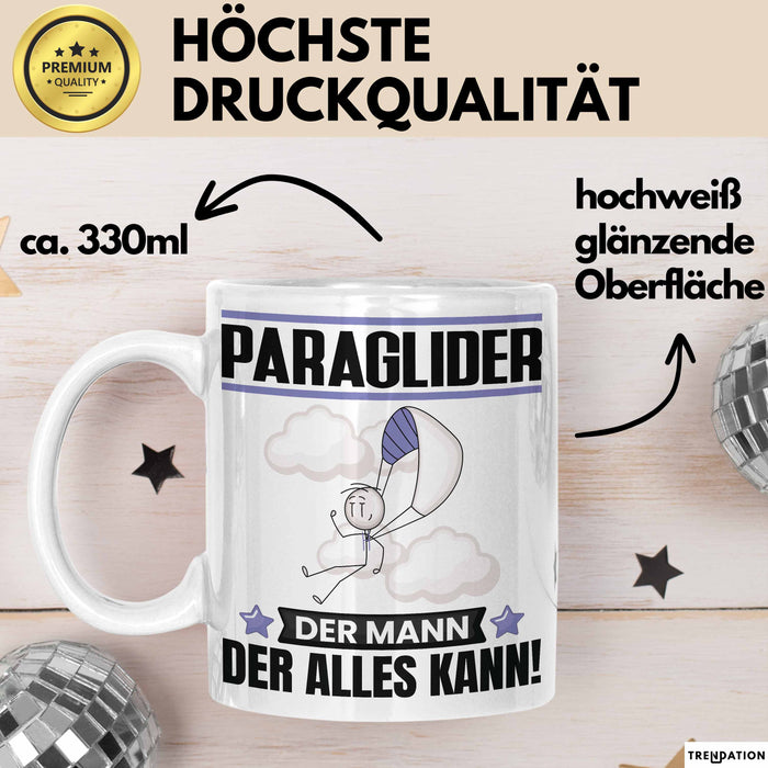 Paraglider Tasse Geschenk für Paraglider Der Mann Der Alles Kann Geschenkidee zum Geburtstag Weiß Trendation