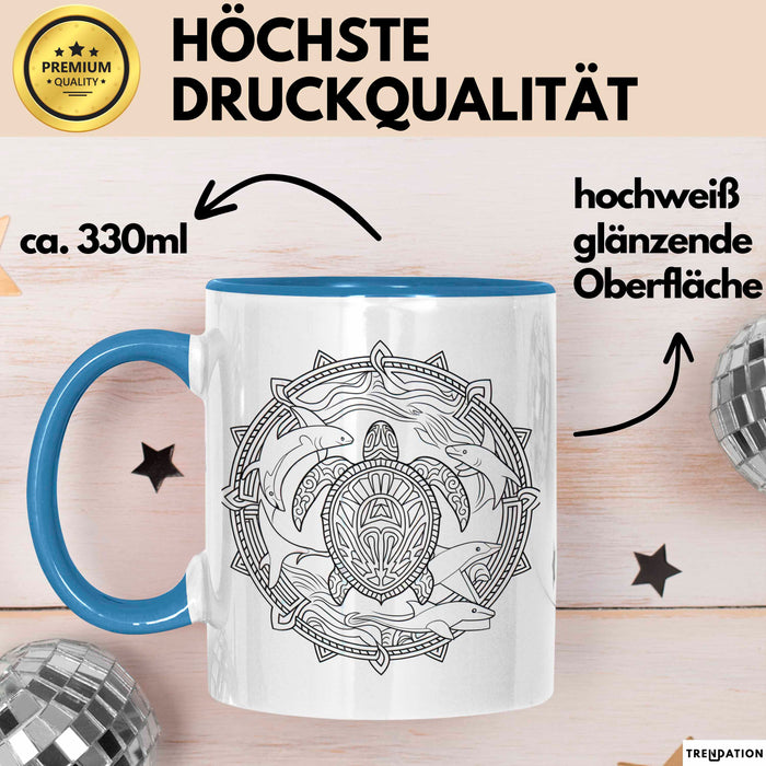 Schildkröte Tierliebhaber Tasse Geschenk Lustige Geschenkidee Spruch Schildkröte Orca Delfin Blau Trendation