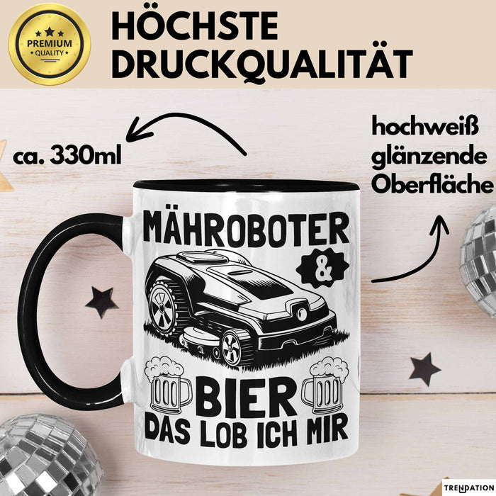 Mähroboter Tasse Geschenk Mähroboter Sprüche Becher Geschenkidee Lustig Trendation
