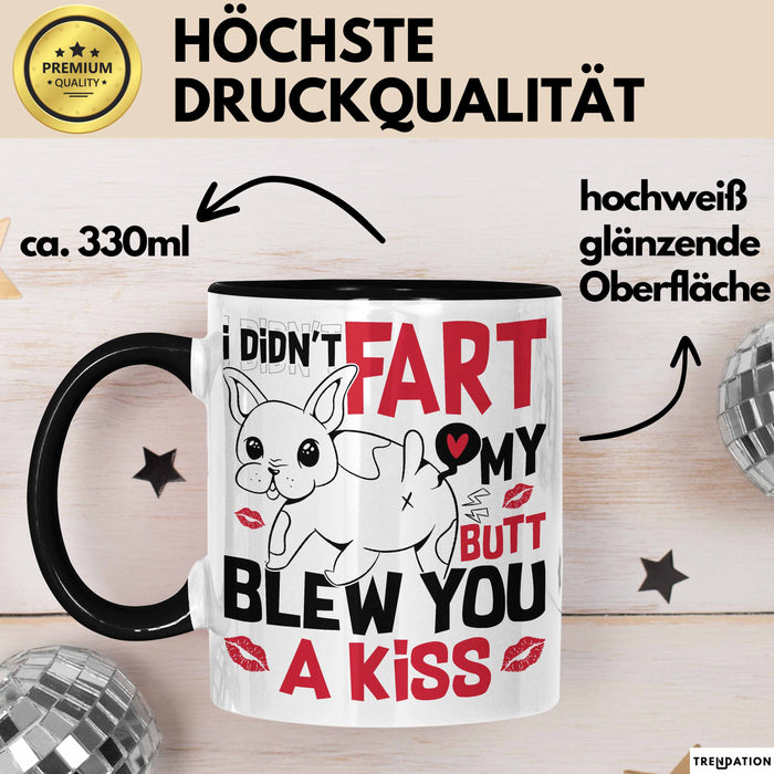 Boxer Tasse Geschenk Valentinstag I Didn't Fart My Butt Blew You A Kiss Geschenkidee Hundebesitzer Liebe Kaffee-Becher Schwarz Trendation