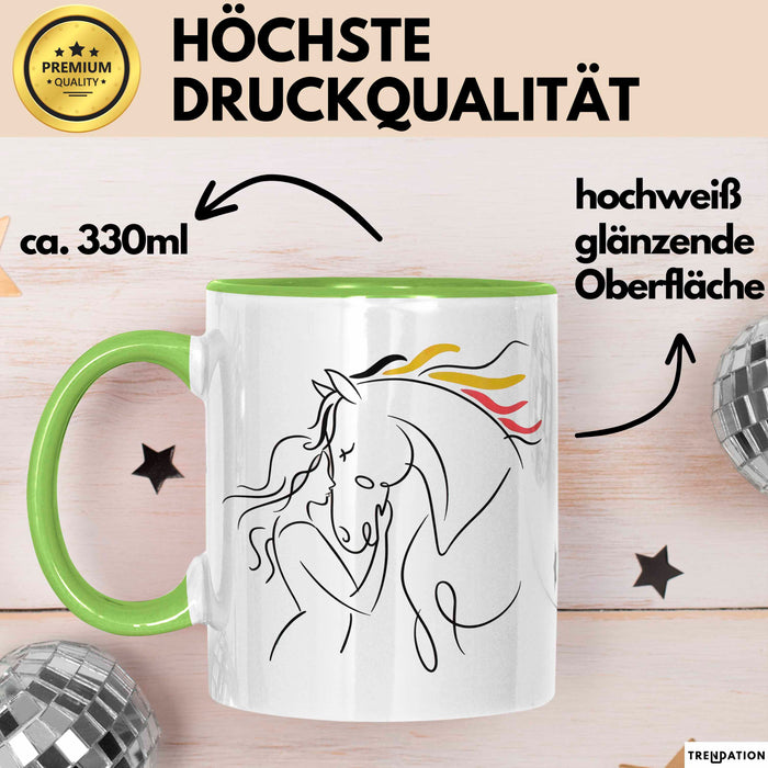 Pferde Tierliebhaber Tasse Geschenk Lustige Geschenkidee Spruch Grün Trendation