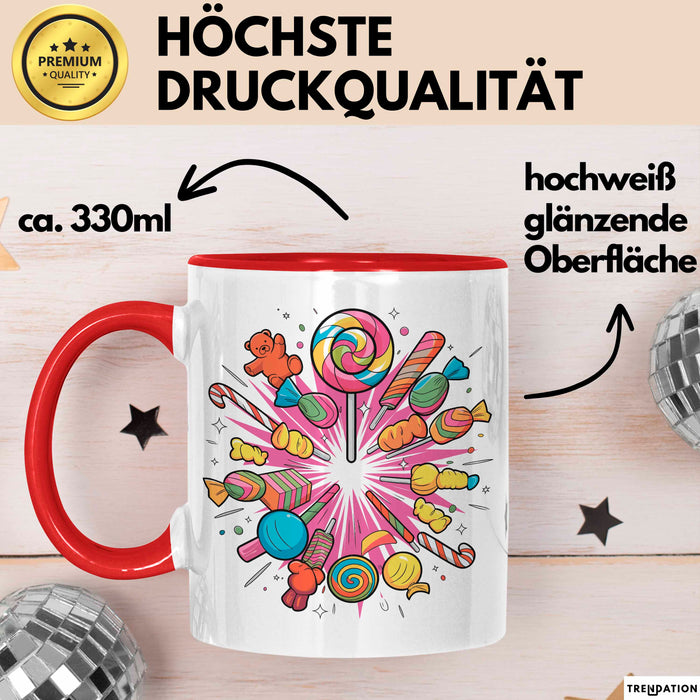 Zucker Süchtiger Tasse Geschenkidee für Naschkatze Rot Trendation