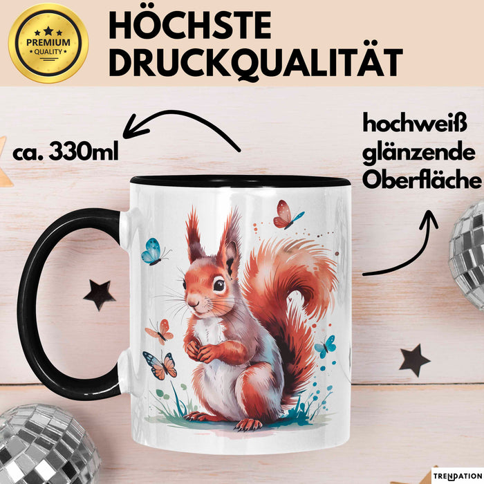 Eichhörnchen Tierliebhaber Tasse Geschenk Lustige Geschenkidee Spruch Schwarz Trendation