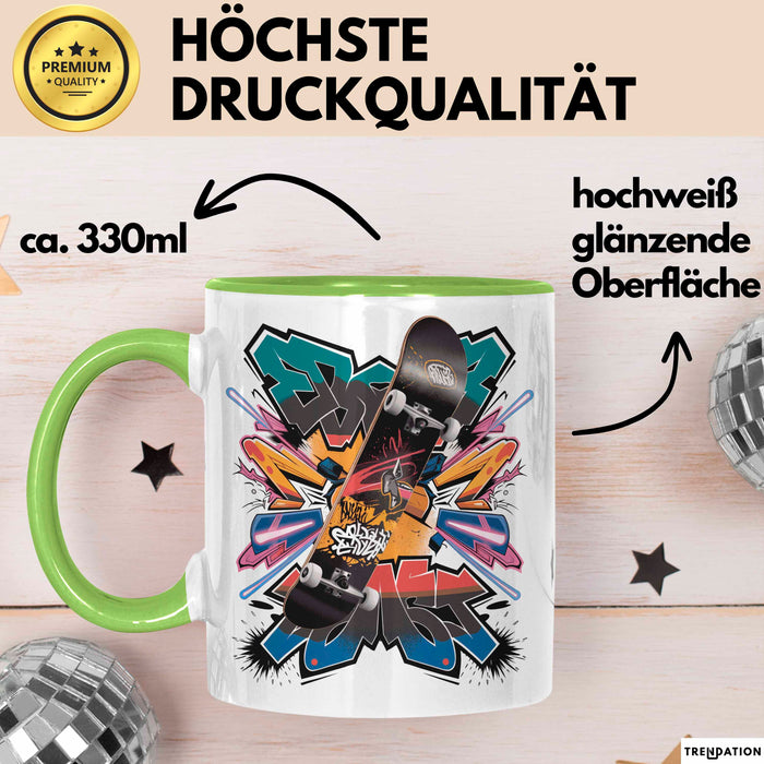 Skater Tasse Geschenk Lustige Geschenkidee Spruch Für Urban Fahrer Grün Trendation