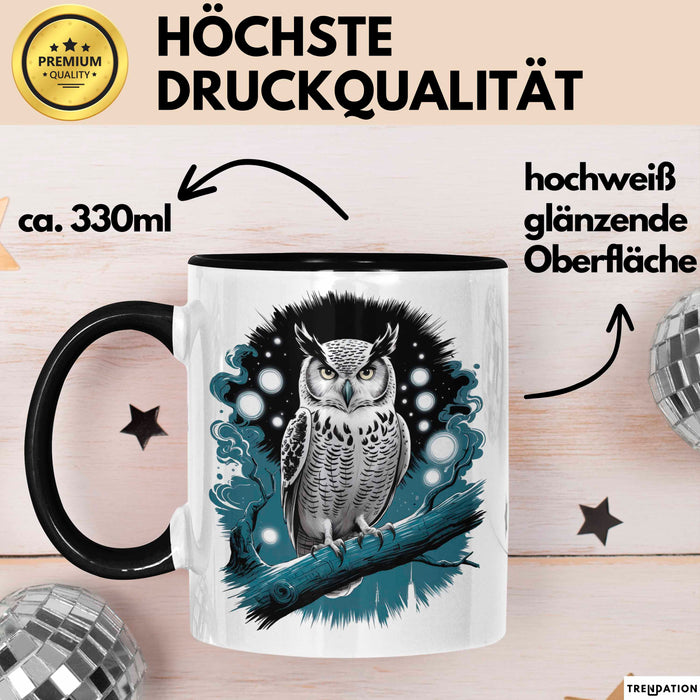 Eule Tierliebhaber Tasse Geschenk Lustige Geschenkidee Spruch Schwarz Trendation