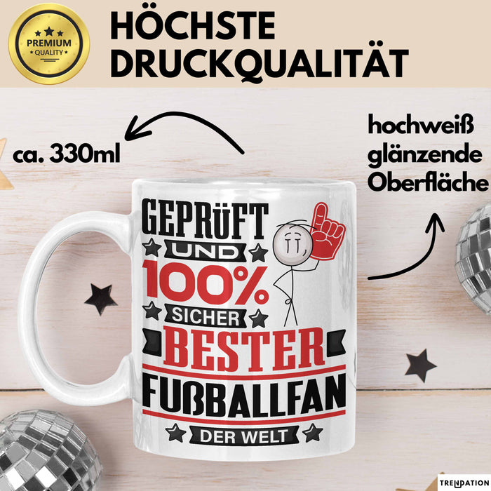 Fußballfan Geschenk Lustiger Spruch für Fußballfan Geschenkidee Bester Fußballfan Der Welt Weiß Trendation