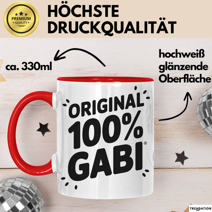 Gabi Tasse Geschenk Original 100% Gabi Geschenkidee Geburtstag Rot Trendation