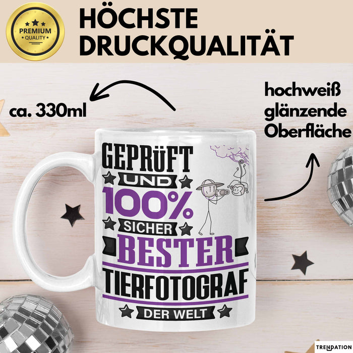 Tierfotograf Geschenk Lustiger Spruch für Tierfotograf Geschenkidee Bester Tierfotograf Der Welt Weiß Trendation