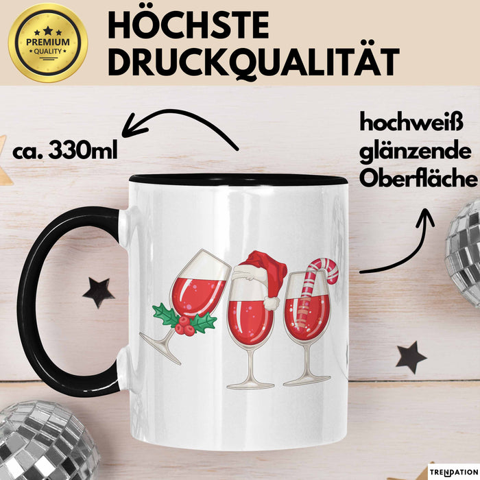Weihnachten Weinglas Tasse Geschenk Weihnachtliche Grafik Weinliebhaber Kaffee-Becher Trendation