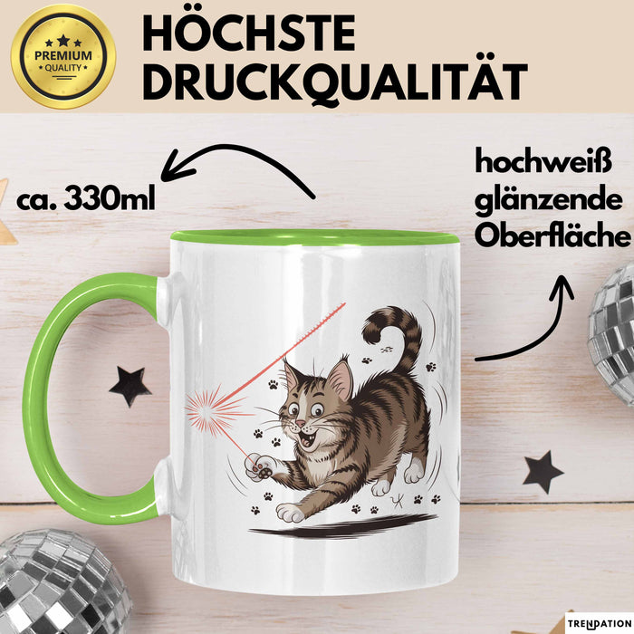 Katzenliebhaber Tasse Geschenkidee für Katzenfreunde Grün Trendation