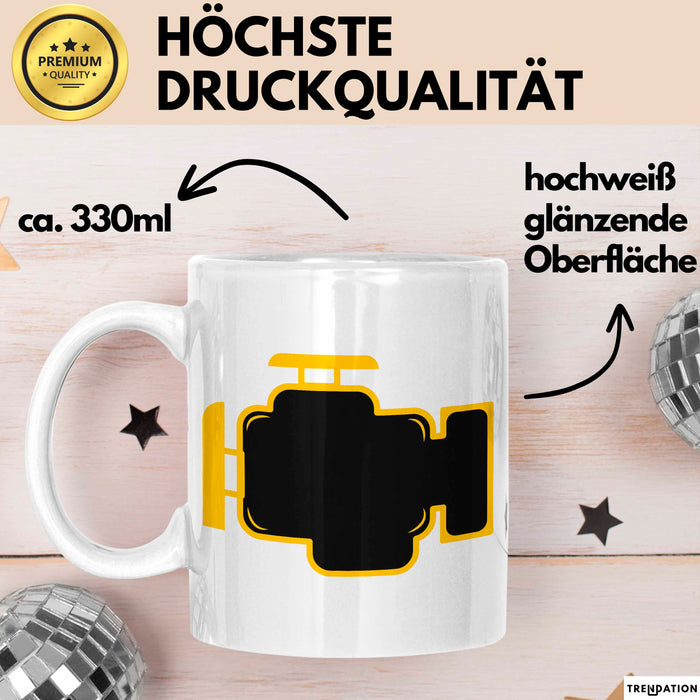 Motorkontrollleuchte Tasse Geschenk Lustige Geschenkidee Weiß Trendation